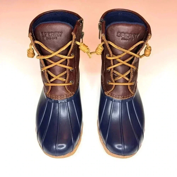 Sperry Women’s Saltwater Duck Boot Navy Blue / Brown Size- 6 - Picture 2 of 11